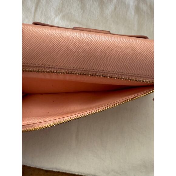 PRADA Pink Saffiano Leather Continental Bow Wallet With Dust Bag - Picture 10 of 12